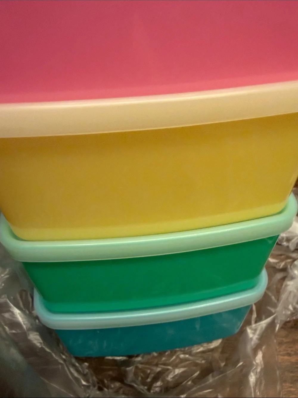 Tupperware Pastel Storage Quartet - Blue Green Yellow Pink